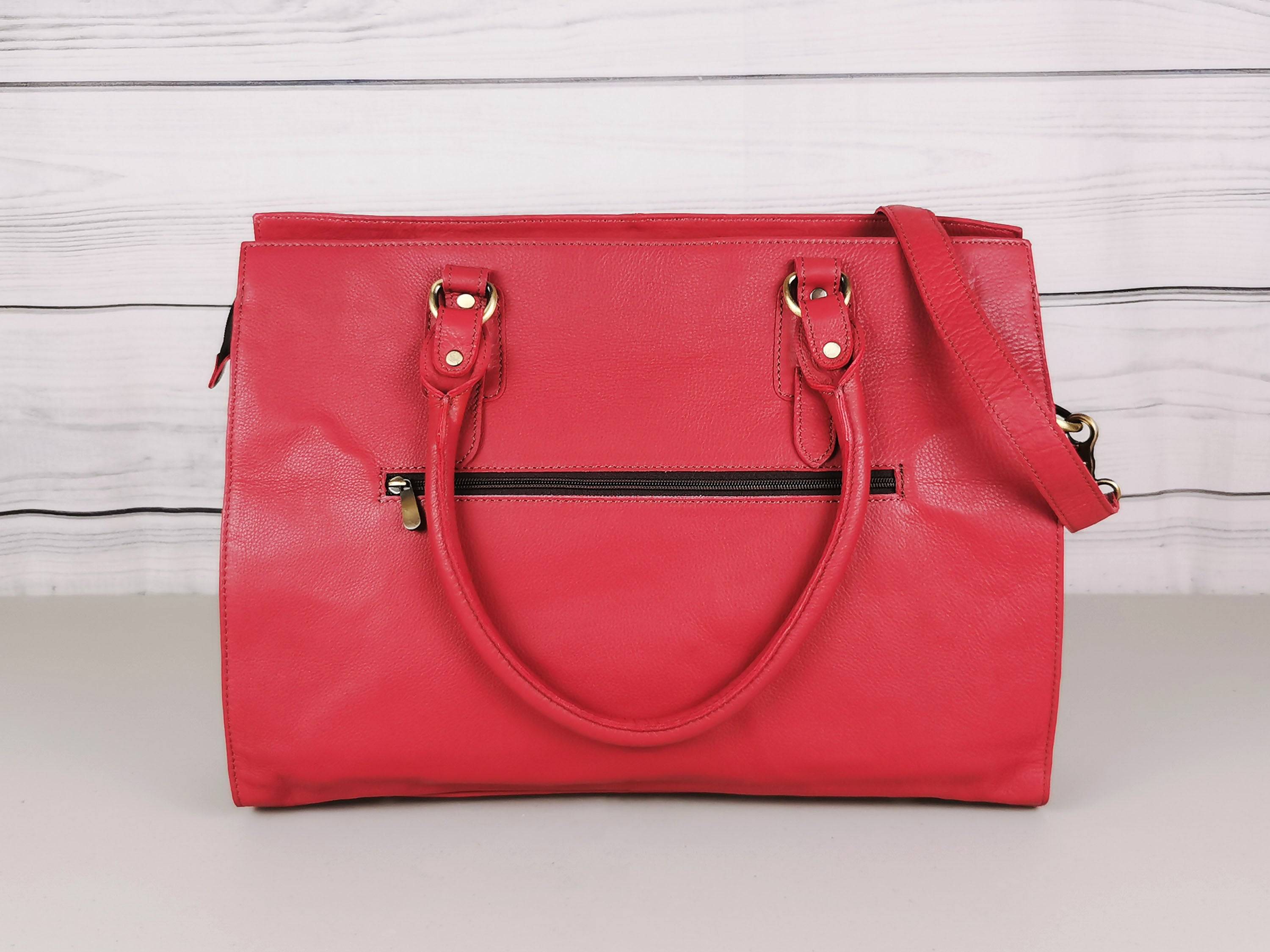The Signature 17" Leather Laptop Bag, Ruby