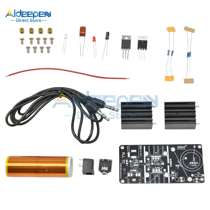 1Set Tesla Coil Kit DC 15-24V 15W Mini Music Tesla Coil Plasma Speaker Tesla Wireless Transmission DIY Kits