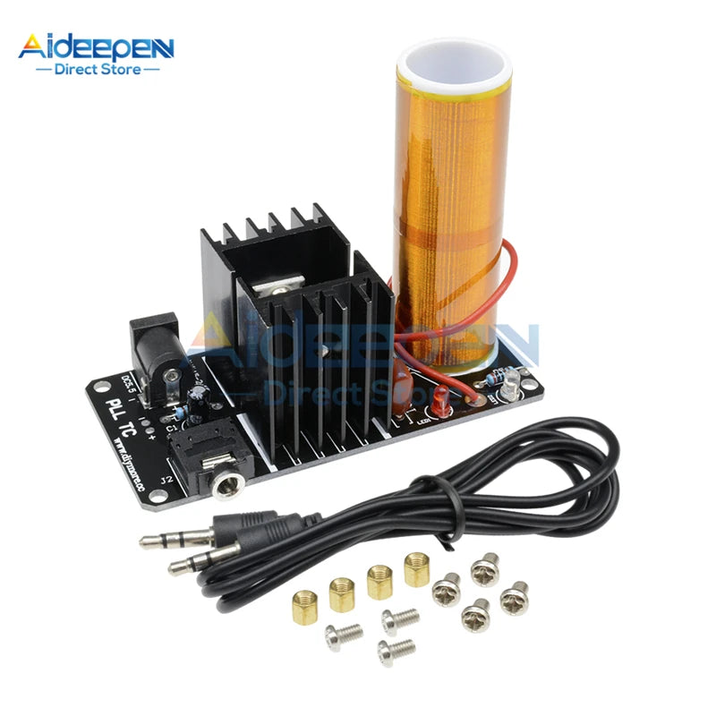 1Set Tesla Coil Kit DC 15-24V 15W Mini Music Tesla Coil Plasma Speaker Tesla Wireless Transmission DIY Kits