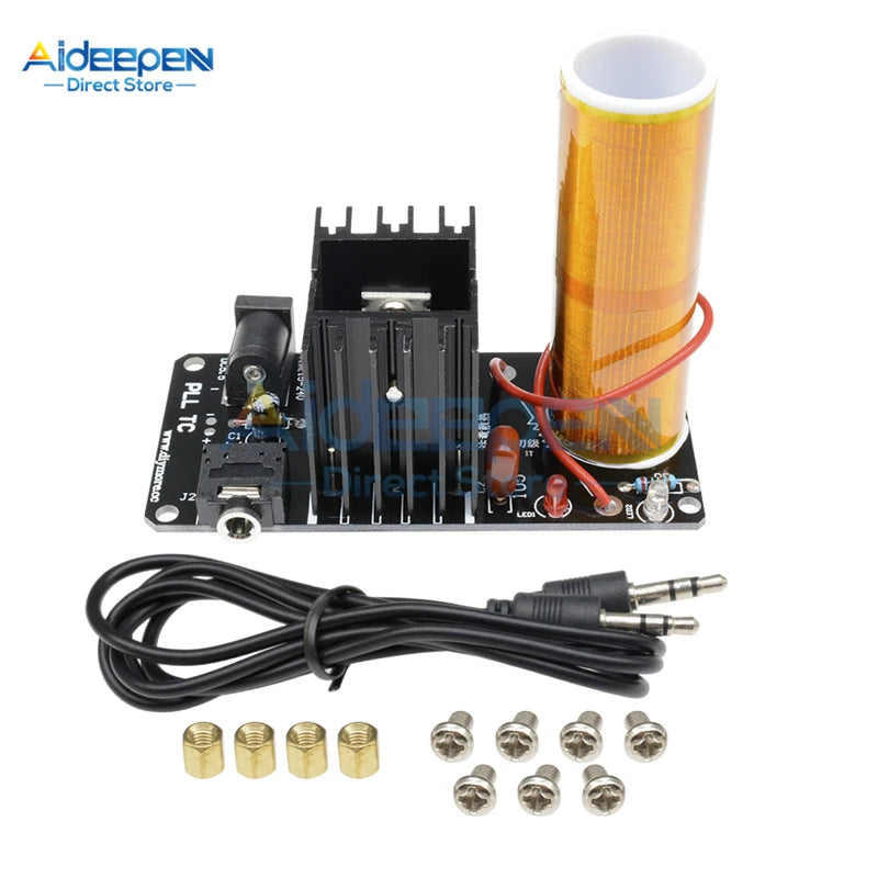 1Set Tesla Coil Kit DC 15-24V 15W Mini Music Tesla Coil Plasma Speaker Tesla Wireless Transmission DIY Kits
