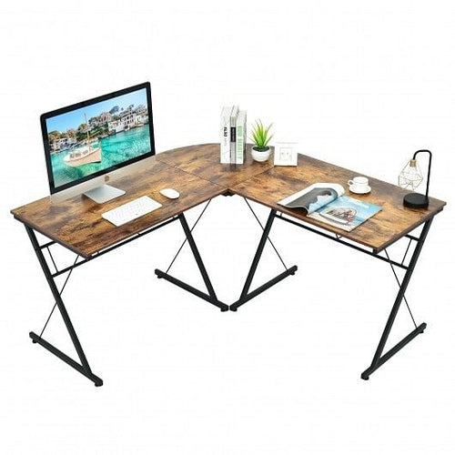 59 Inches L-Shaped Corner Desk Computer Table for Home Office Study Workstation-Black