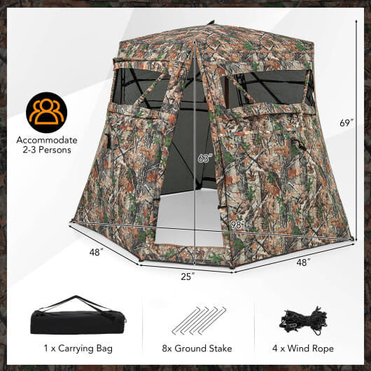 360 One Way See Through Ground Hunting Blind for Deer and Turkey Hunting