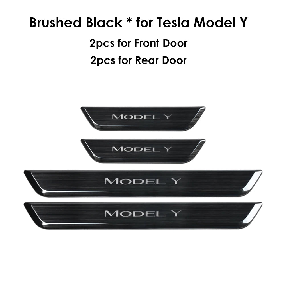 New Wireless LED Illuminated Pedal Magnet Car 4x Door Sills Protector Model 3 Y Door Edge Protectors For Tesla New Y Juniper