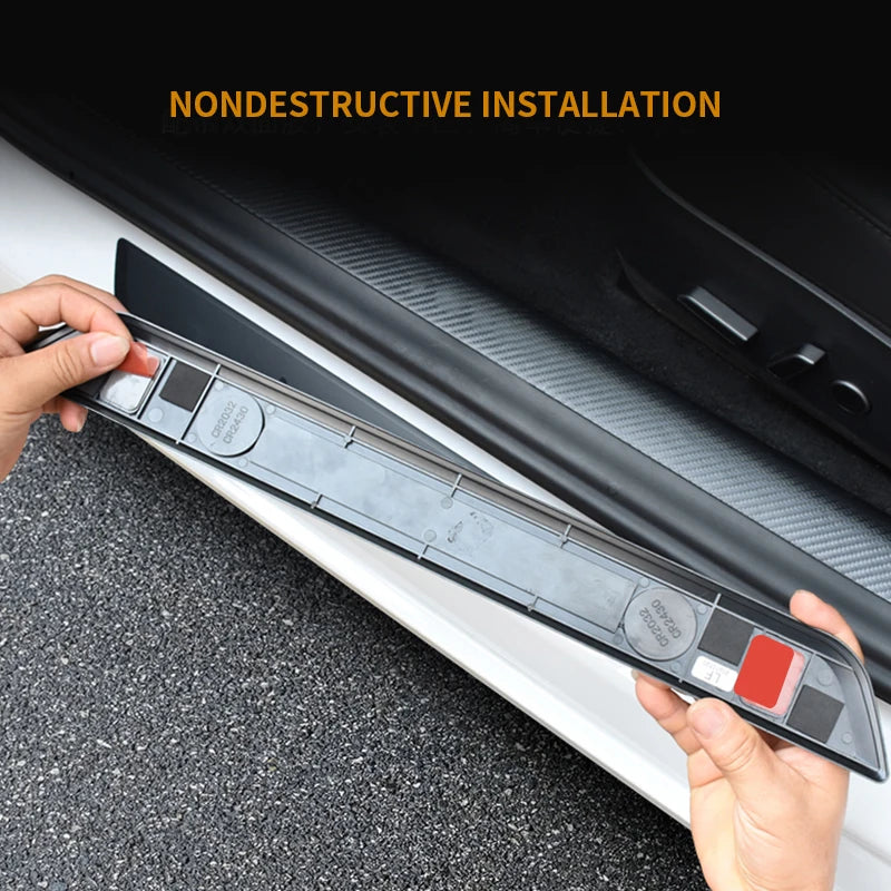 New Wireless LED Illuminated Pedal Magnet Car 4x Door Sills Protector Model 3 Y Door Edge Protectors For Tesla New Y Juniper