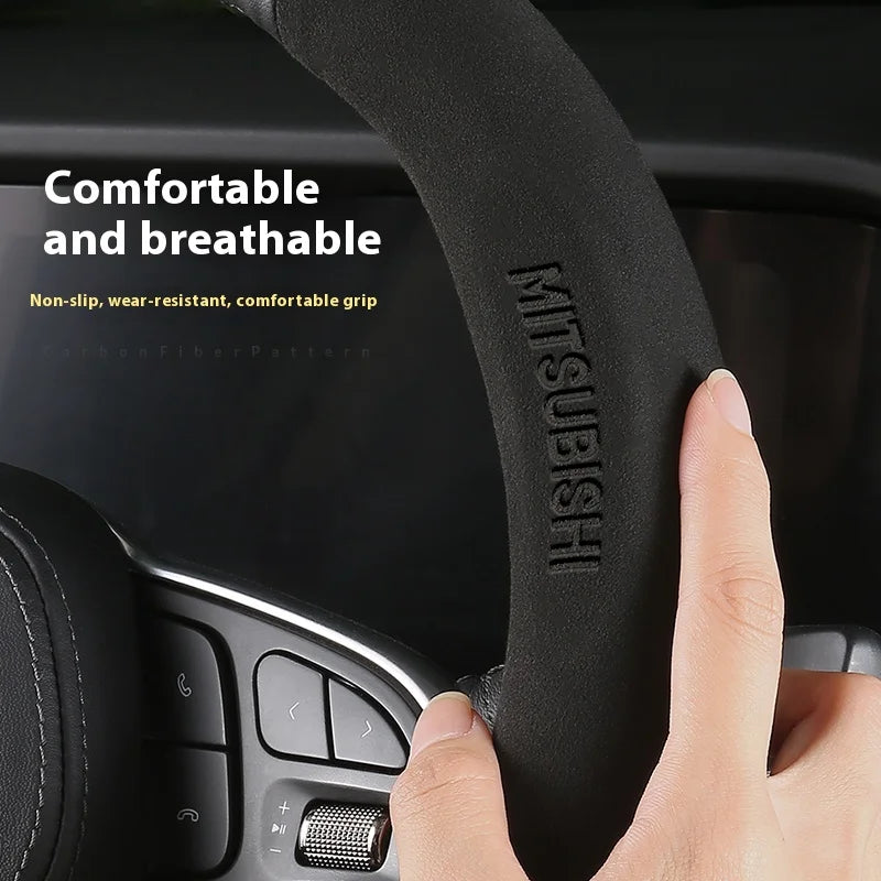 Car Carbon Fiber Leather Steering Wheel Cover For Mitsubishi RALLIART ASX Colt Eclipse Galant LANCER EX OUTLANDER Pajero Triton