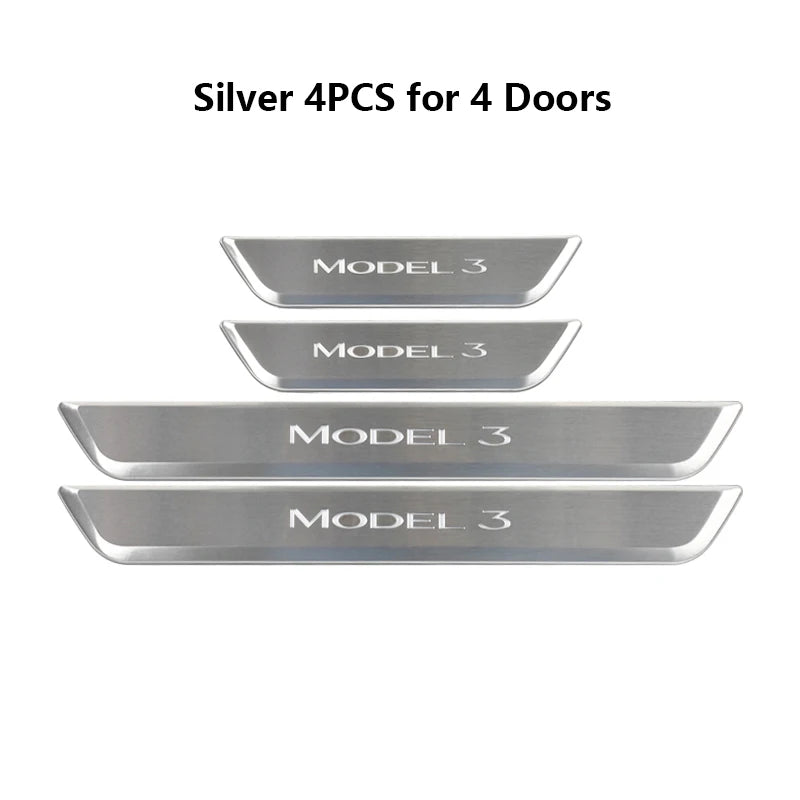 New Wireless LED Illuminated Pedal Magnet Car 4x Door Sills Protector Model 3 Y Door Edge Protectors For Tesla New Y Juniper
