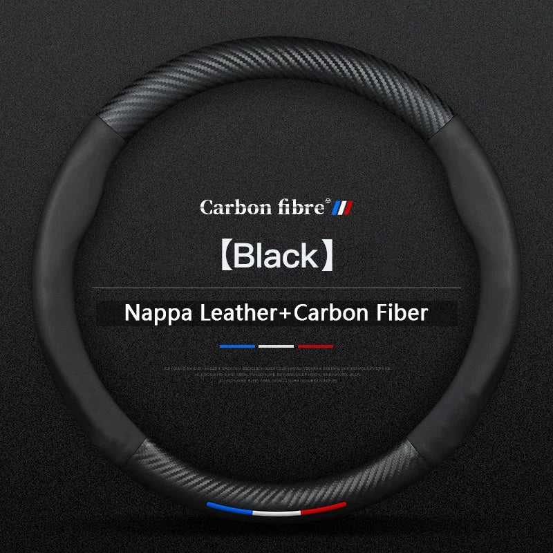 Anti-slip Leather Carbon Fiber Steering Wheel Cover For Citroen C1 C2 C3 C4 C5 C6 C4L Berlingo Picasso Aircross Sega Elysee Sena