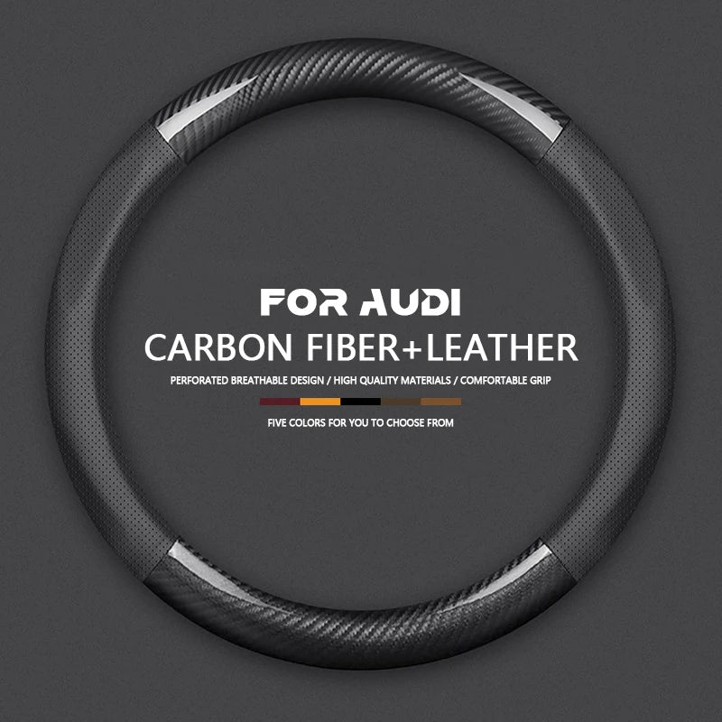Car Steering Wheel Cover Leather Carbon Fiber For Audi S Line S3 S4 S5 S6 RS3 RS4 RS5 RS6 RS7 TT A3 A4 A5 A6 A7 A8 Q3 Q5 Q7 Q8