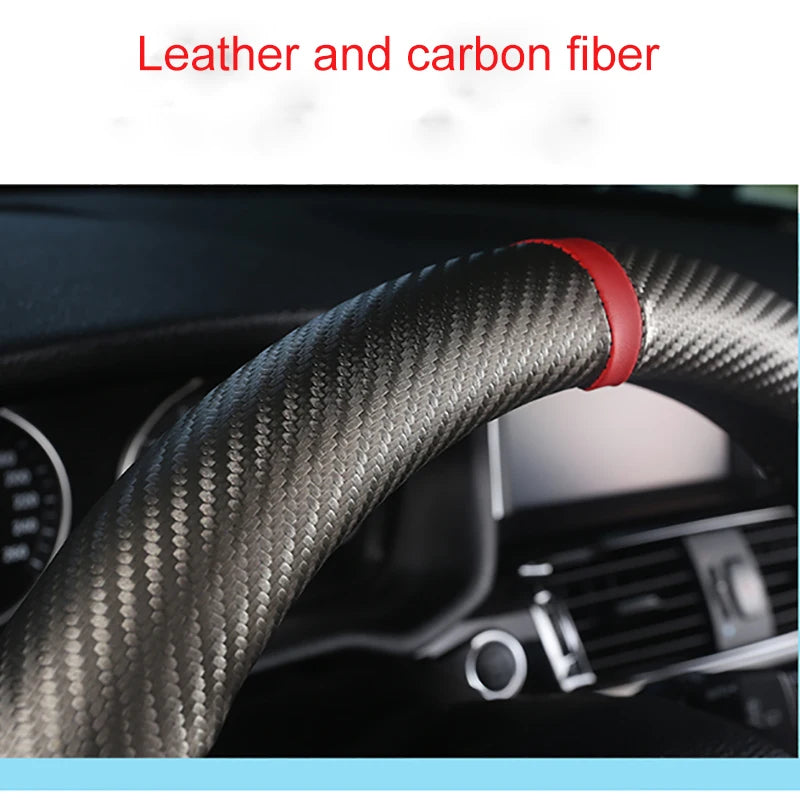 Carbon Fiber+Leather Car Steering Wheel Cover Non-Slip 38cm For Seat Tarraco Arona Ateca Ibiza Toledo Mii Leon Arosa Exeo ST FR