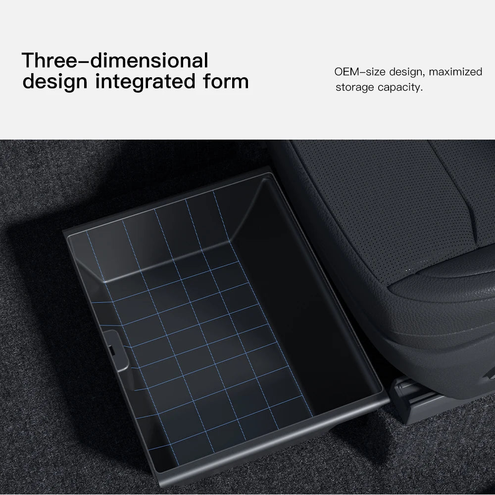 YZ For Tesla Model Y Juniper 2026 Underseat Storage Box Seats Drawer TPE Hidden Storage Tray Push Pull Car Organizer Accessories