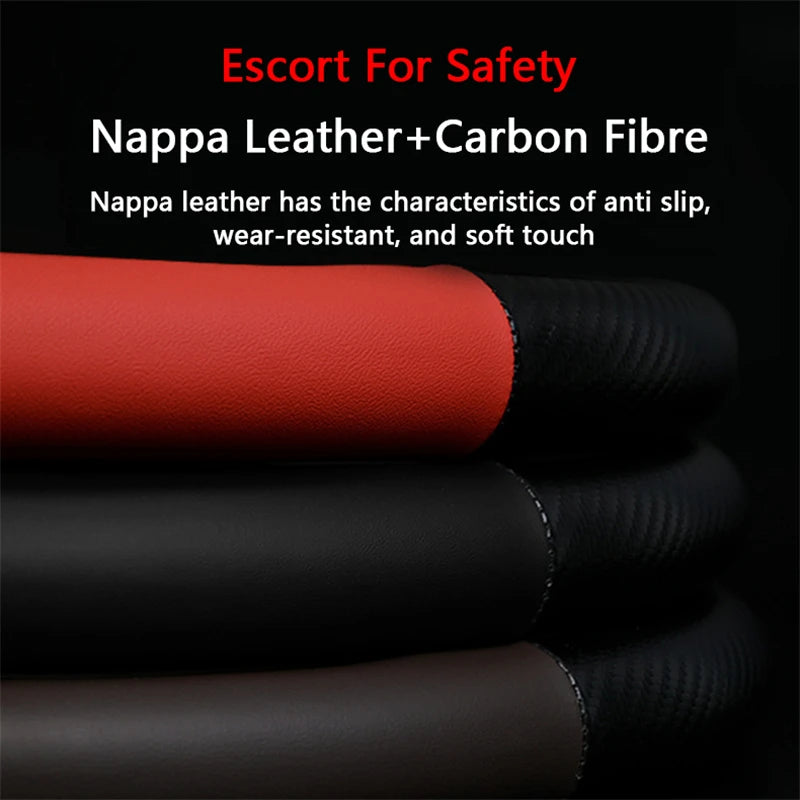 Anti-slip Leather Carbon Fiber Steering Wheel Cover For Citroen C1 C2 C3 C4 C5 C6 C4L Berlingo Picasso Aircross Sega Elysee Sena