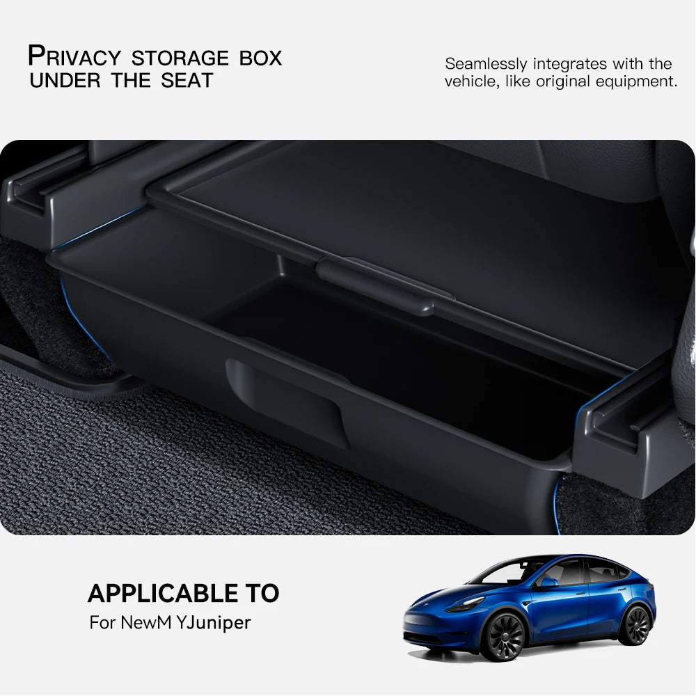 YZ For Tesla Model Y Juniper 2026 Underseat Storage Box Seats Drawer TPE Hidden Storage Tray Push Pull Car Organizer Accessories