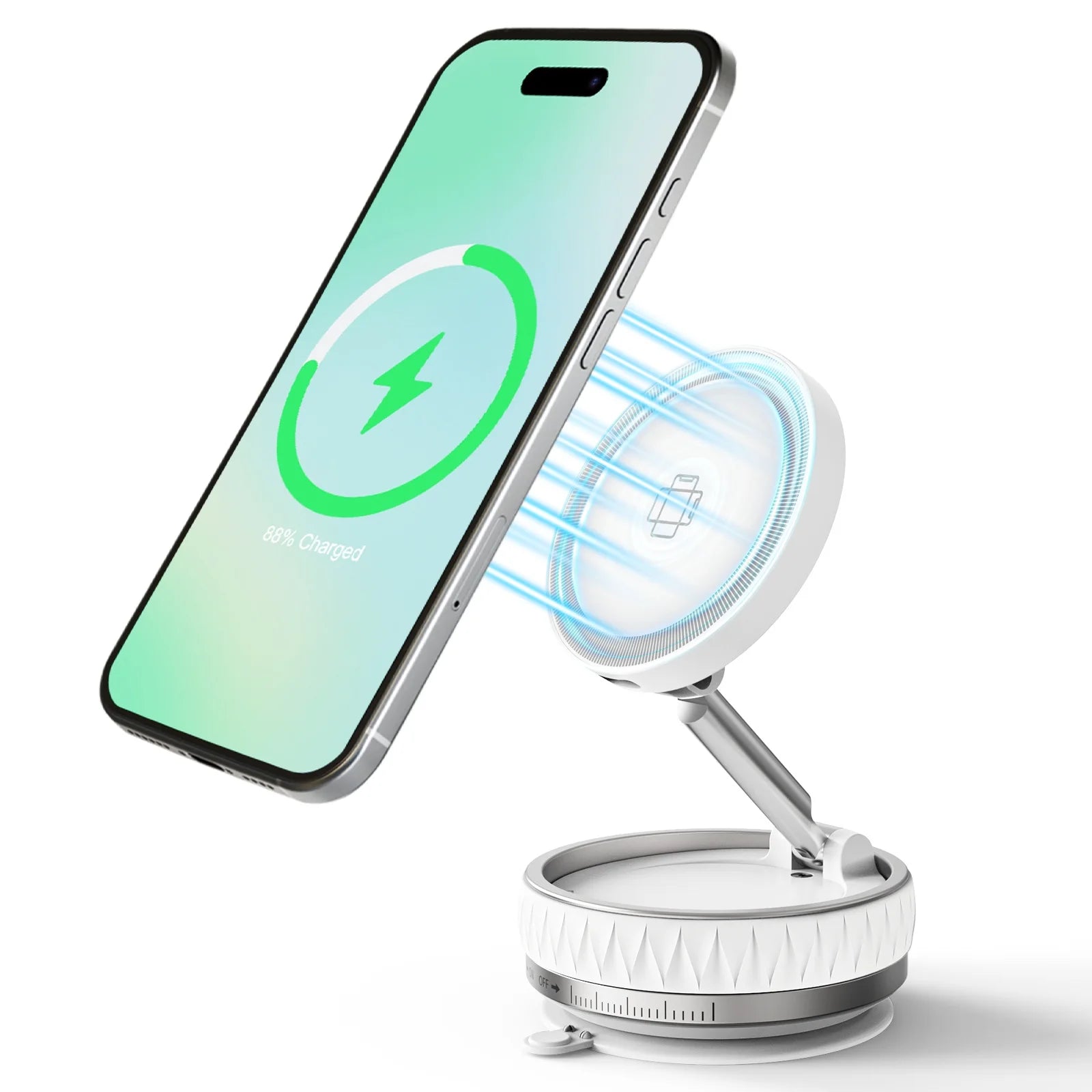 15W Wireless Car Charger Phone Holder N55 Magnetic Vacuum Fast Charging Station Portable 360° Rotatable for iPhone All Phones