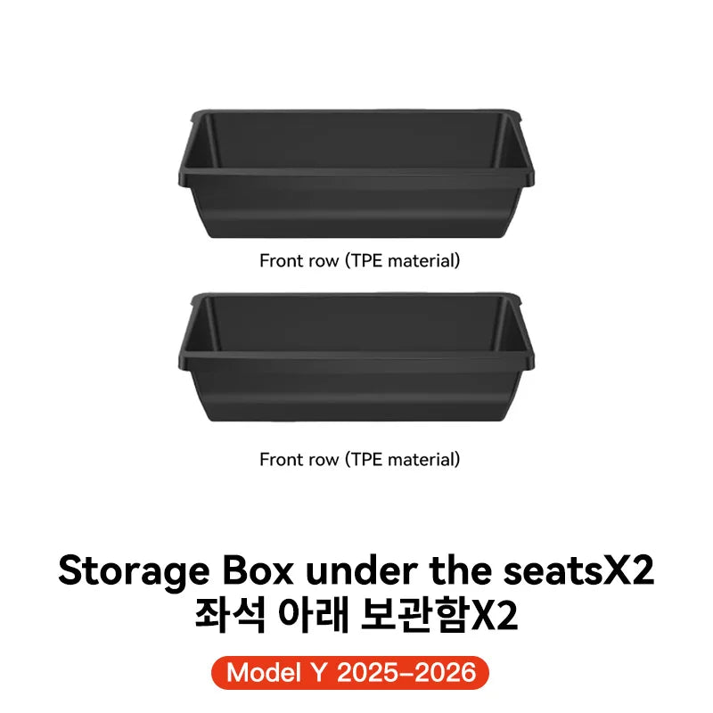 YZ For Tesla Model Y Juniper 2026 Underseat Storage Box Seats Drawer TPE Hidden Storage Tray Push Pull Car Organizer Accessories