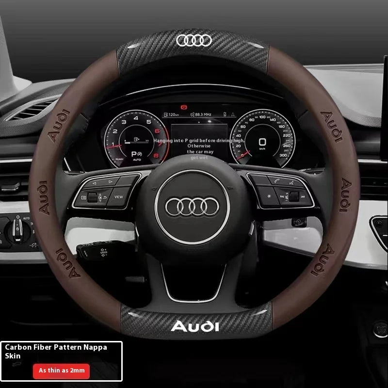 Car AntiSlip Carbon Fiber Leather Steering Wheel Cover For Audi A3 A4 A5 A6 A7 A8 Q1 Q2 Q3 Q5 Q7 Q8 S3 S4 S5 S6 RS3 RS4 RS5 TT