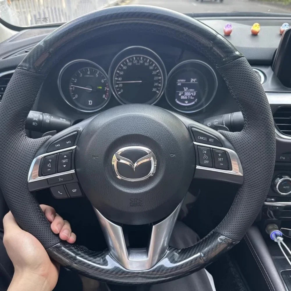DIY Car Steering Wheel Cover Carbon Fiber Leather For Mazda 3 Axela Mazda 6 Atenza Mazda 2 CX-3 CX3 CX-5 CX5 Scion Car Interior