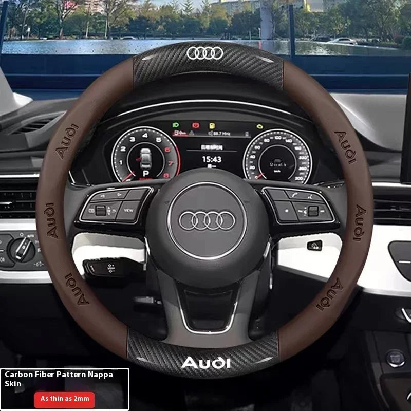 Car AntiSlip Carbon Fiber Leather Steering Wheel Cover For Audi A3 A4 A5 A6 A7 A8 Q1 Q2 Q3 Q5 Q7 Q8 S3 S4 S5 S6 RS3 RS4 RS5 TT