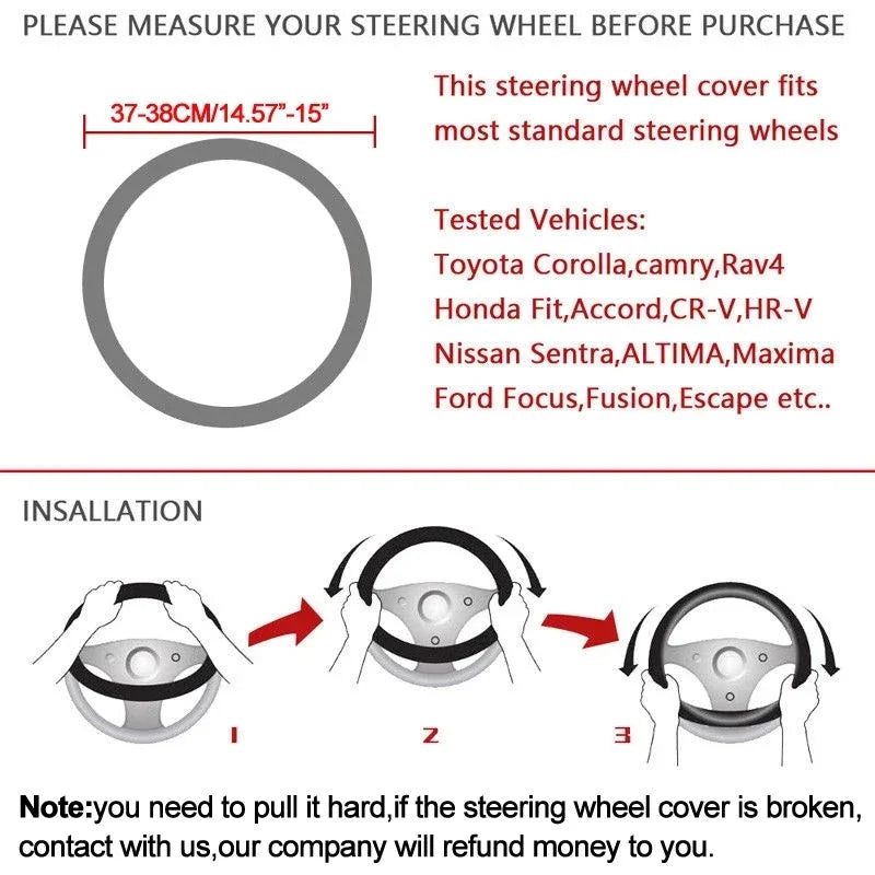 Car AntiSlip Carbon Fiber Leather Steering Wheel Cover For Audi A3 A4 A5 A6 A7 A8 Q1 Q2 Q3 Q5 Q7 Q8 S3 S4 S5 S6 RS3 RS4 RS5 TT