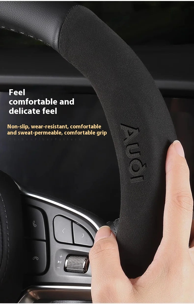Car AntiSlip Carbon Fiber Leather Steering Wheel Cover For Audi A3 A4 A5 A6 A7 A8 Q1 Q2 Q3 Q5 Q7 Q8 S3 S4 S5 S6 RS3 RS4 RS5 TT