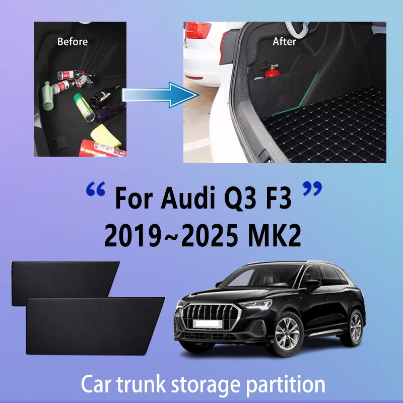 Car Accessories For Audi Q3 F3 2019~2025 2024 23 MK2 Trunk Storage Partition Multifunction Storage Auto Interior Parts Organizer