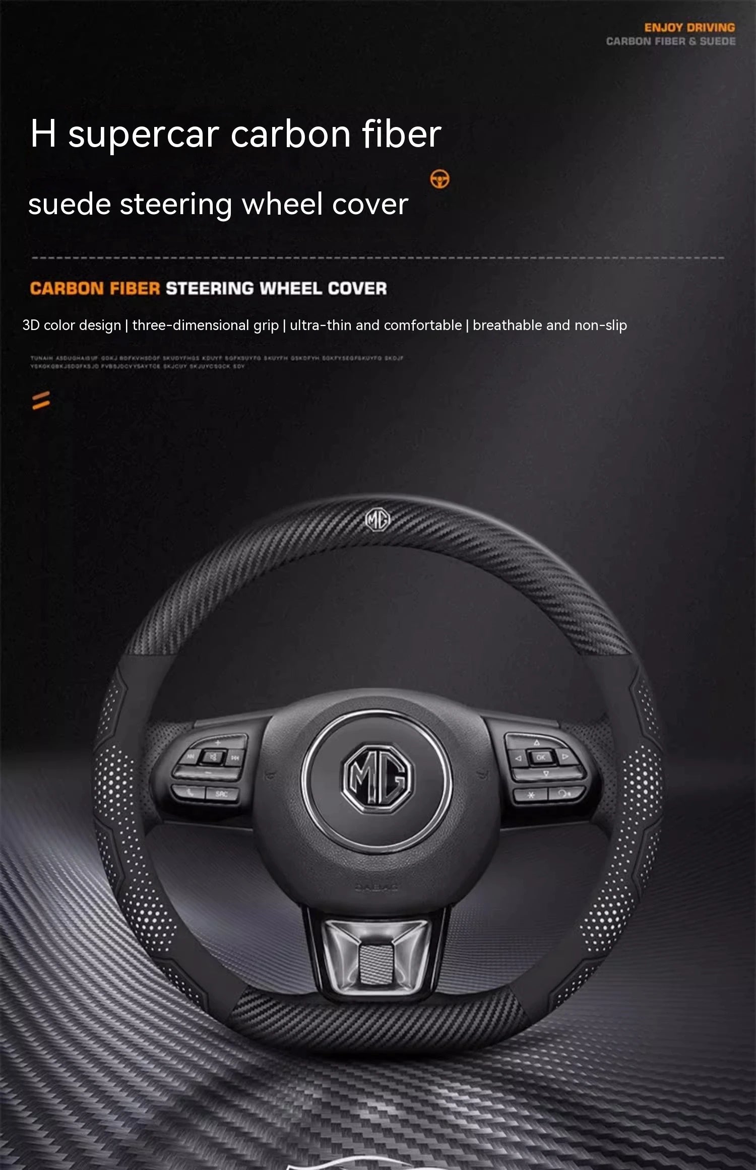 For MG ZS E-HS EV MG3 MG5 MG6 Trophy MG7 EZS 3SW Cyberster Carbon fiber Leather Anti-slip Car Steering Wheel Cover Accessories
