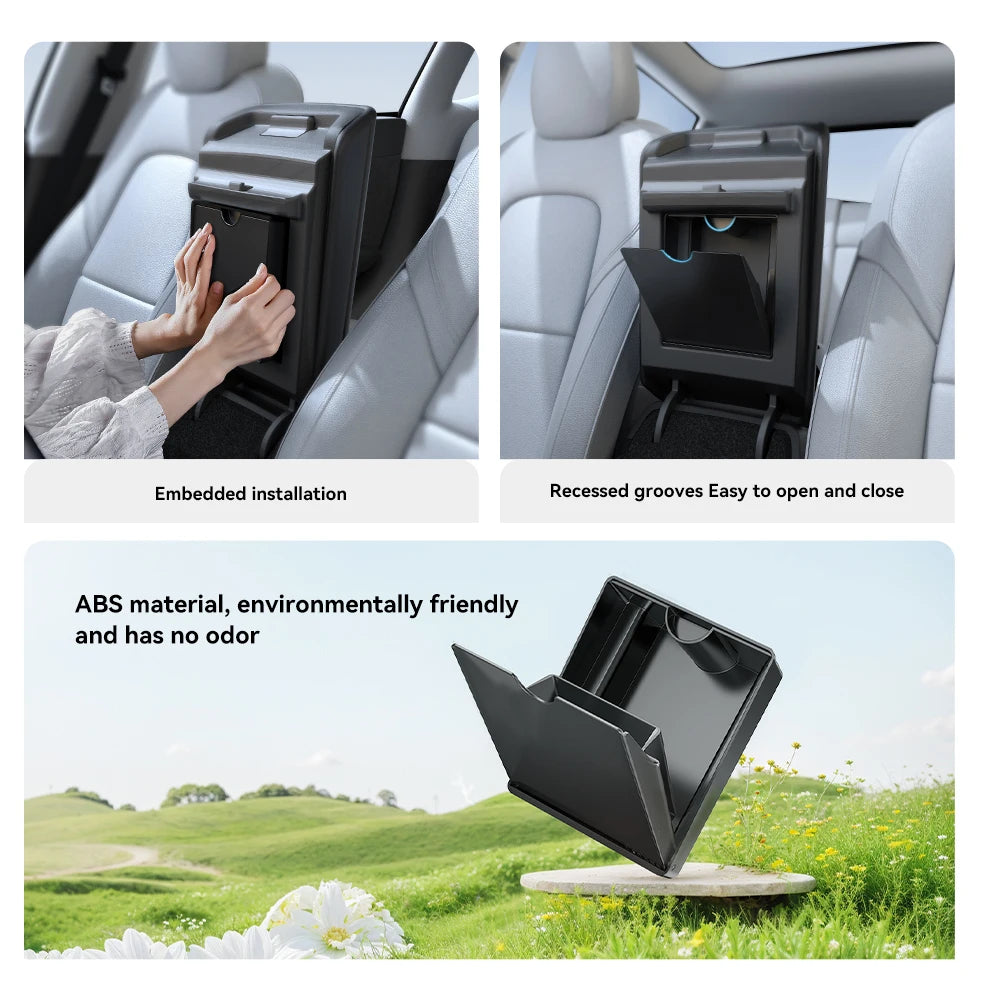 Magnetic Center Console Hidden Storage Box For Tesla Model 3 Y Armrest Hidden Organizer For Tesla 2021-2023 Hidden Storage Box