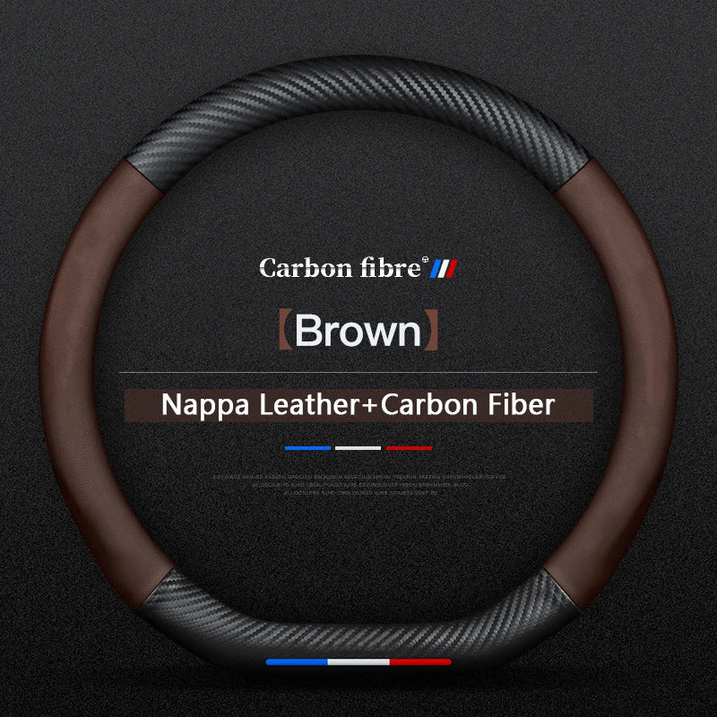 Anti-slip Leather Carbon Fiber Steering Wheel Cover For Citroen C1 C2 C3 C4 C5 C6 C4L Berlingo Picasso Aircross Sega Elysee Sena