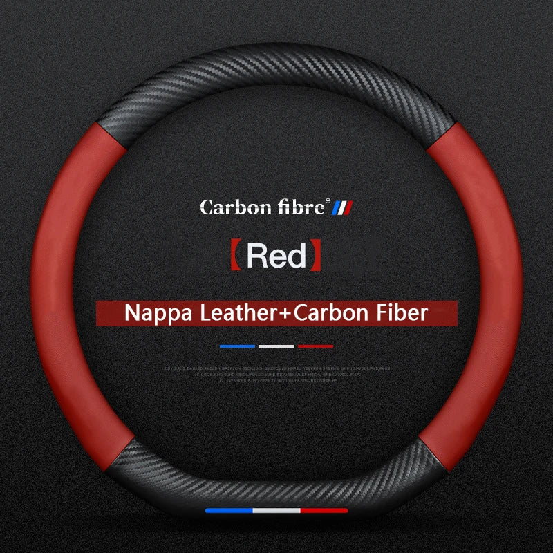 Anti-slip Leather Carbon Fiber Steering Wheel Cover For Citroen C1 C2 C3 C4 C5 C6 C4L Berlingo Picasso Aircross Sega Elysee Sena