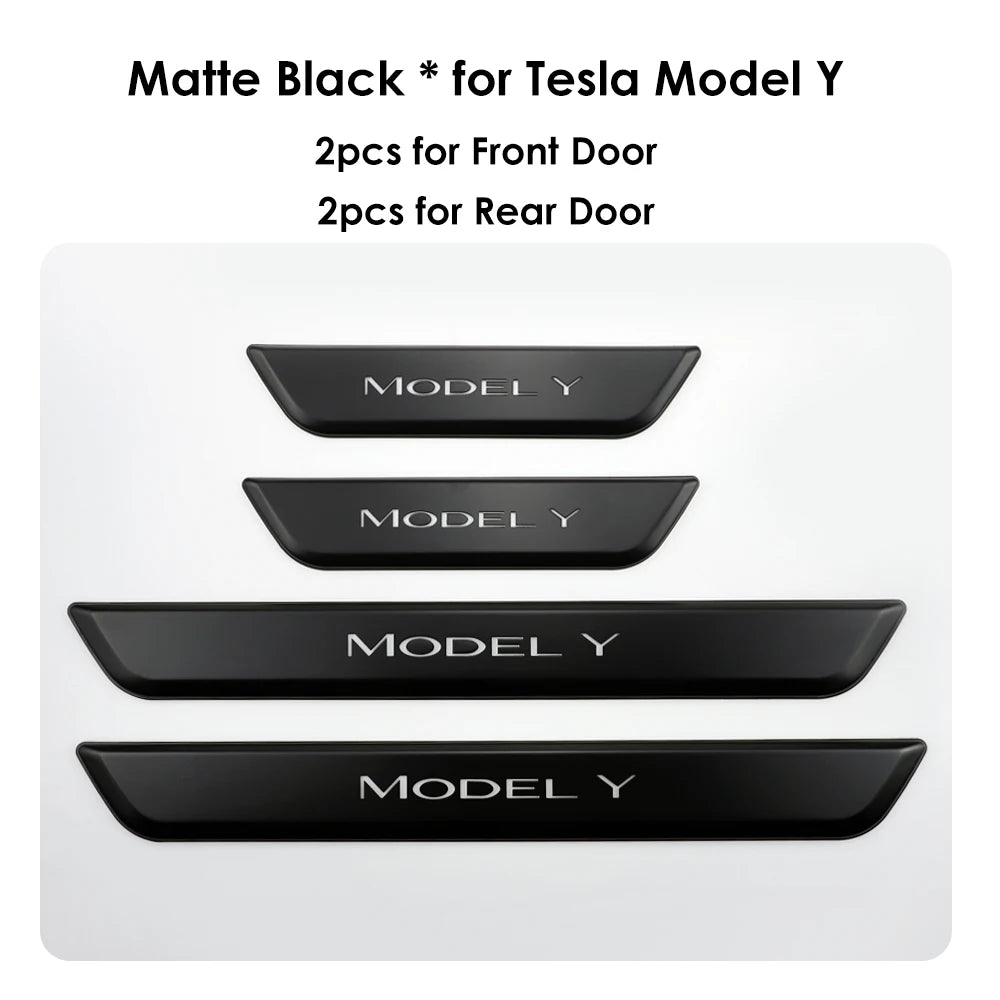 New Wireless LED Illuminated Pedal Magnet Car 4x Door Sills Protector Model 3 Y Door Edge Protectors For Tesla New Y Juniper