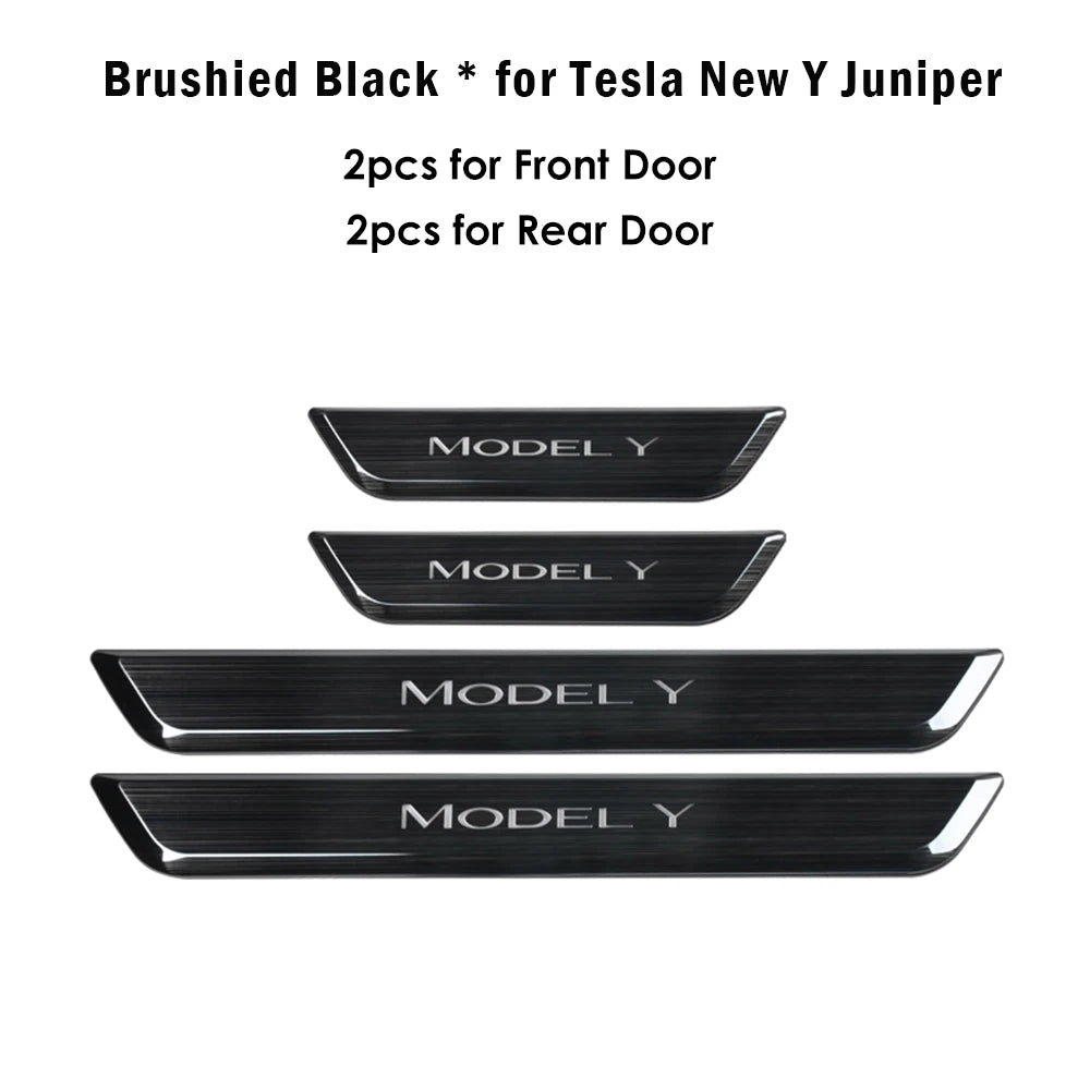 New Wireless LED Illuminated Pedal Magnet Car 4x Door Sills Protector Model 3 Y Door Edge Protectors For Tesla New Y Juniper