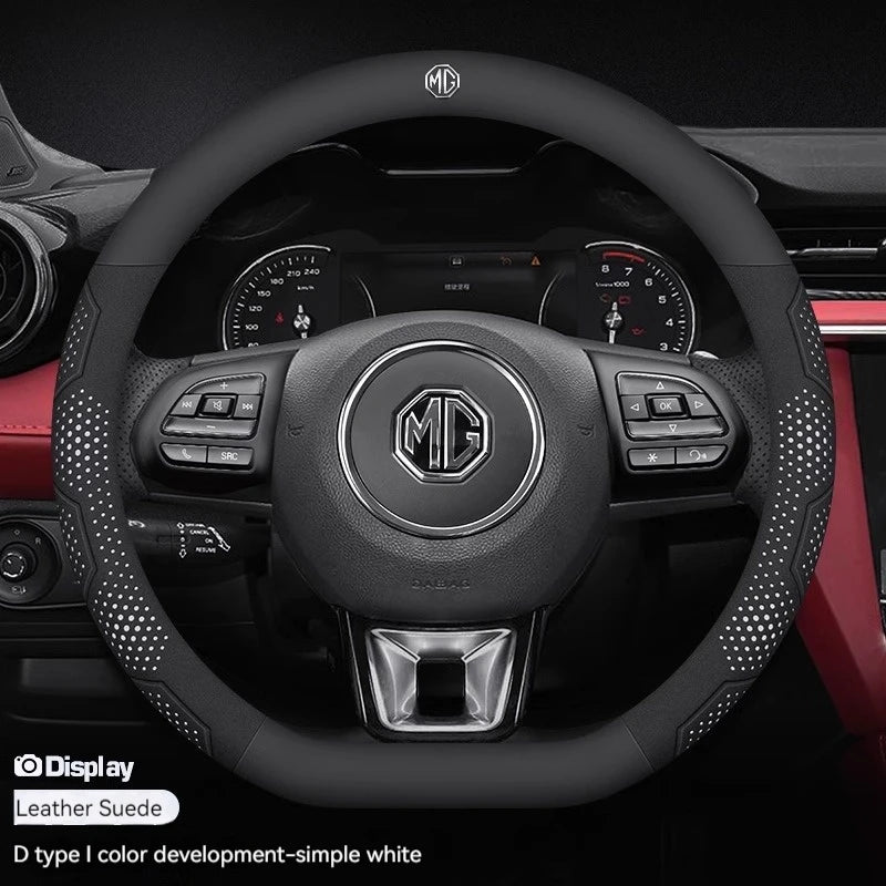 For MG ZS E-HS EV MG3 MG5 MG6 Trophy MG7 EZS 3SW Cyberster Carbon fiber Leather Anti-slip Car Steering Wheel Cover Accessories