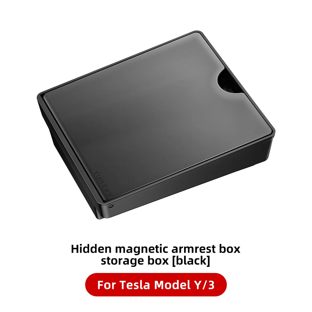 Magnetic Center Console Hidden Storage Box For Tesla Model 3 Y Armrest Hidden Organizer For Tesla 2021-2023 Hidden Storage Box