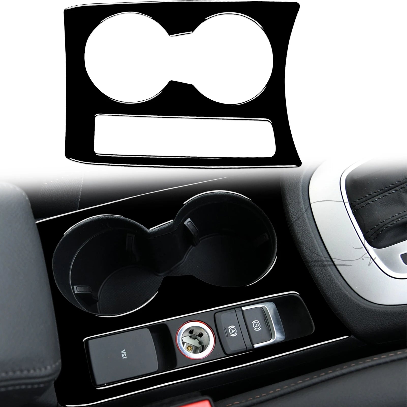 For Audi Q3 2015 2016 2017 2018 Car Accessories Black Interior Auto Center Control Cup Holder Trim Sticker ABS Decoration