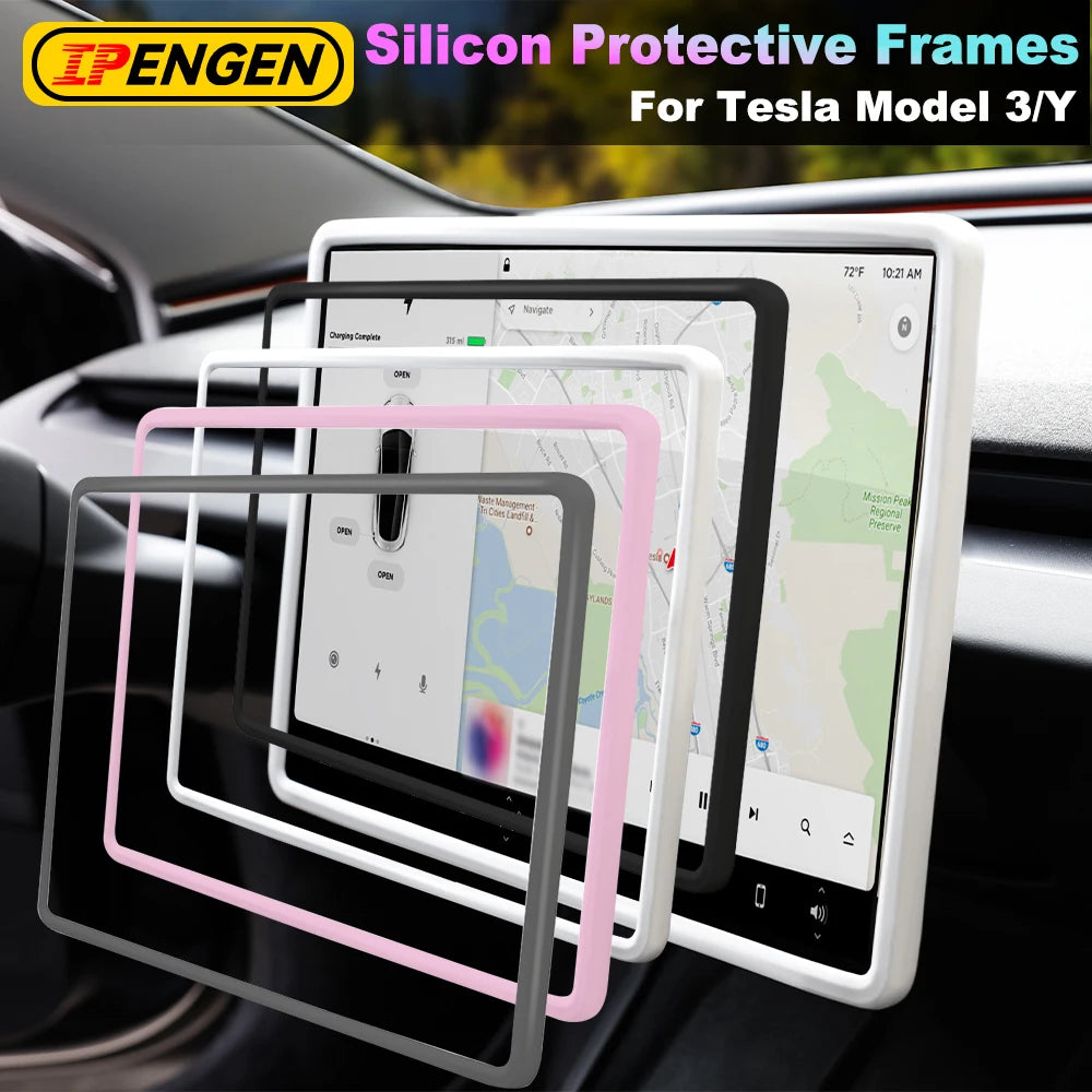 IPENGEN For Tesla Highland Screen Protector Silicone Frame Display Edge Central Control Accessories For Tesla Model 3 Y