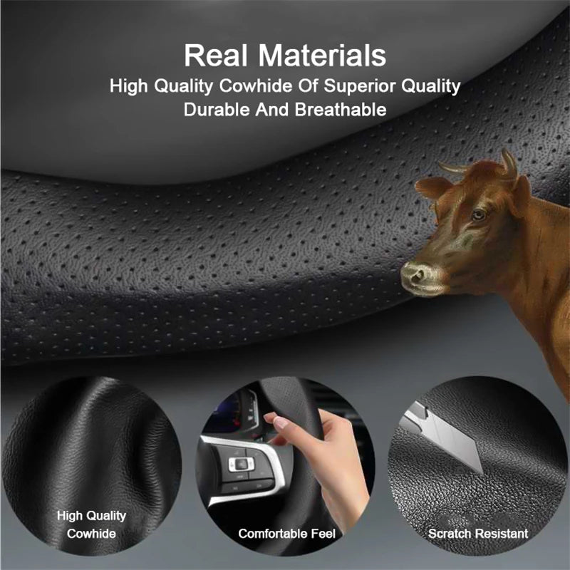 Car Steering Wheel Cover Leather Carbon Fiber For Audi S Line S3 S4 S5 S6 RS3 RS4 RS5 RS6 RS7 TT A3 A4 A5 A6 A7 A8 Q3 Q5 Q7 Q8