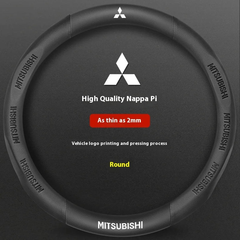 Car Carbon Fiber Leather Steering Wheel Cover For Mitsubishi RALLIART ASX Colt Eclipse Galant LANCER EX OUTLANDER Pajero Triton