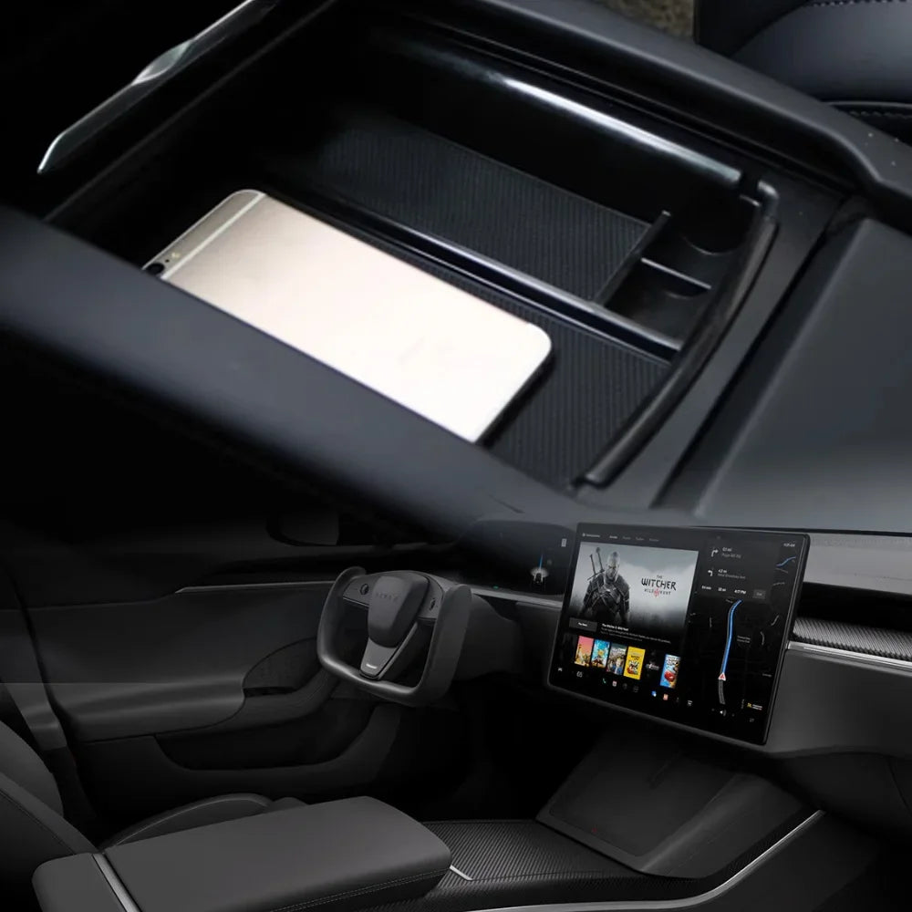 Car Console Armrest Storage Box with Mats for Tesla Model X 2016 -2020 for Tesla Model S 2016 -2020 Modification