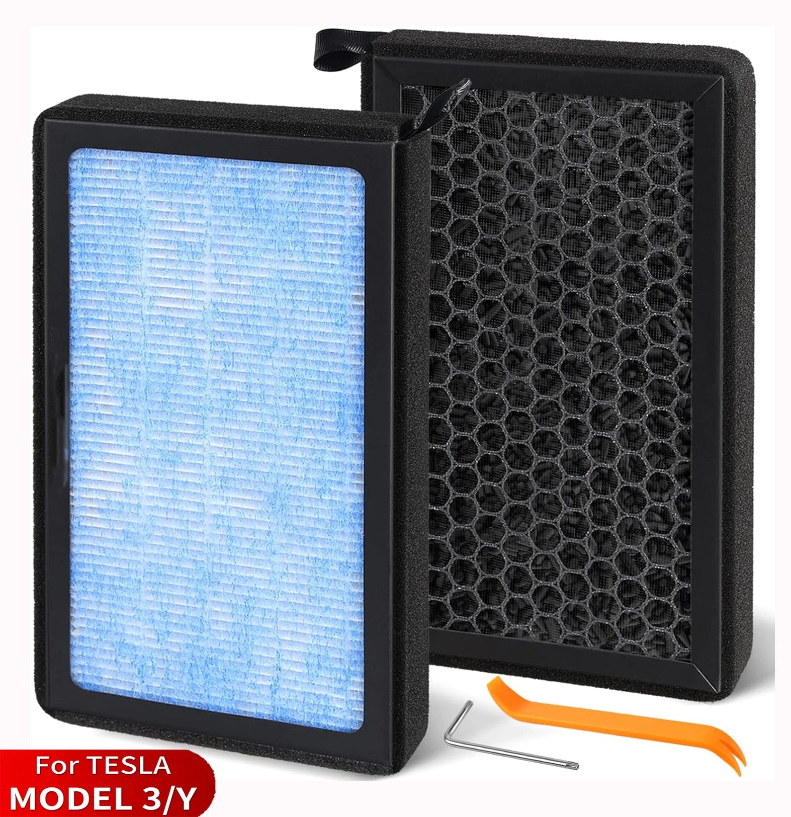 Air Filter For Tesla Model 3 Model Y 2017-2026 HEPA  Activated Carbon Tesla Cabin Air Filter Replacement Accessories 2Pack