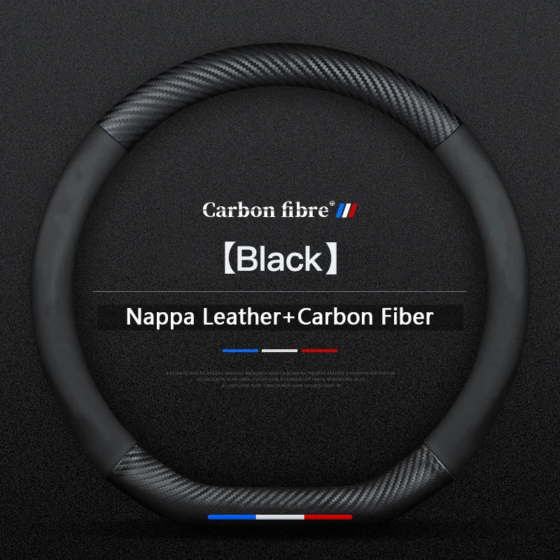 Anti-slip Leather Carbon Fiber Steering Wheel Cover For Citroen C1 C2 C3 C4 C5 C6 C4L Berlingo Picasso Aircross Sega Elysee Sena