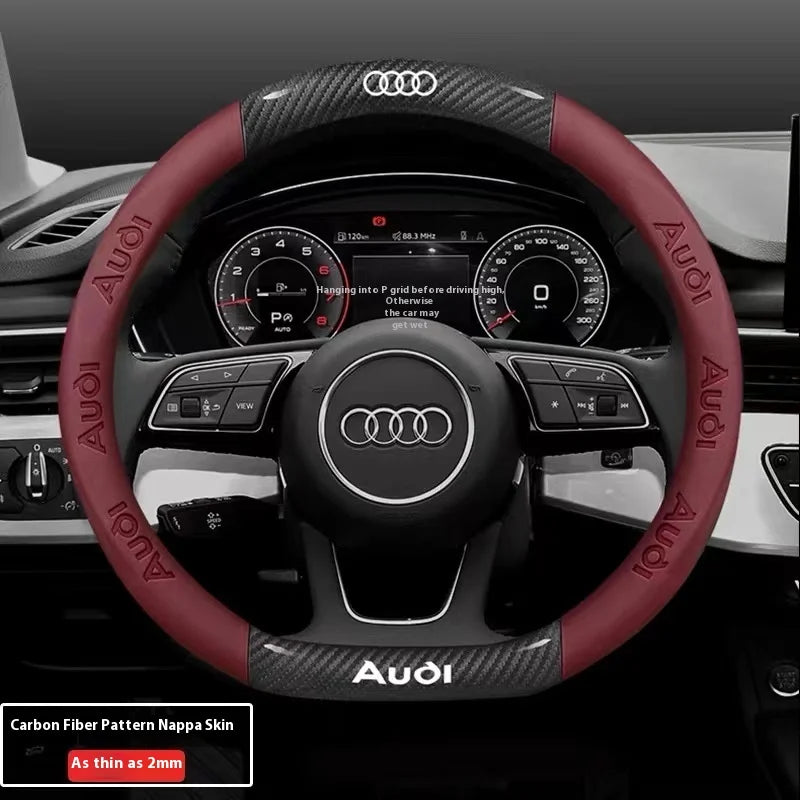 Car AntiSlip Carbon Fiber Leather Steering Wheel Cover For Audi A3 A4 A5 A6 A7 A8 Q1 Q2 Q3 Q5 Q7 Q8 S3 S4 S5 S6 RS3 RS4 RS5 TT