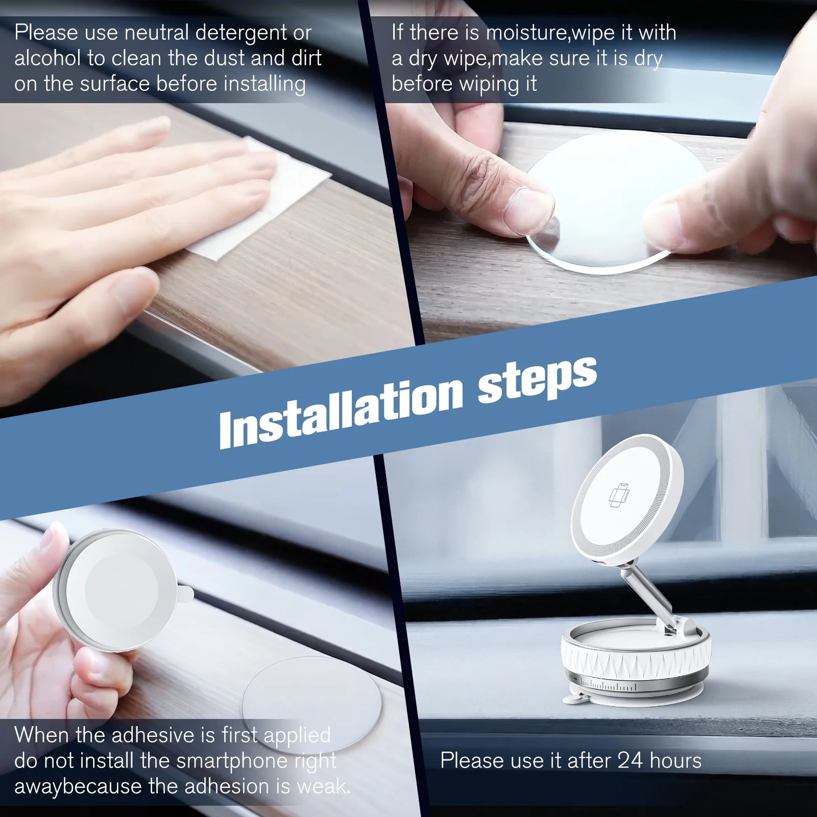 15W Wireless Car Charger Phone Holder N55 Magnetic Vacuum Fast Charging Station Portable 360° Rotatable for iPhone All Phones