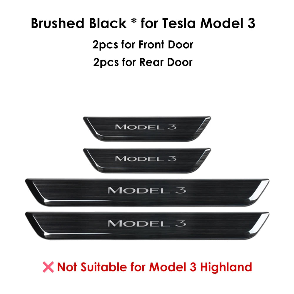 New Wireless LED Illuminated Pedal Magnet Car 4x Door Sills Protector Model 3 Y Door Edge Protectors For Tesla New Y Juniper