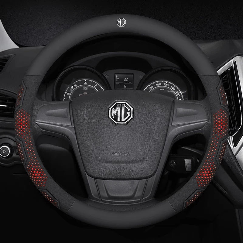 For MG ZS E-HS EV MG3 MG5 MG6 Trophy MG7 EZS 3SW Cyberster Carbon fiber Leather Anti-slip Car Steering Wheel Cover Accessories