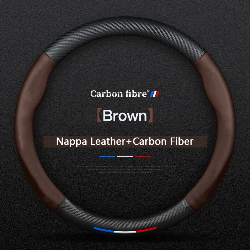 Anti-slip Leather Carbon Fiber Steering Wheel Cover For Citroen C1 C2 C3 C4 C5 C6 C4L Berlingo Picasso Aircross Sega Elysee Sena