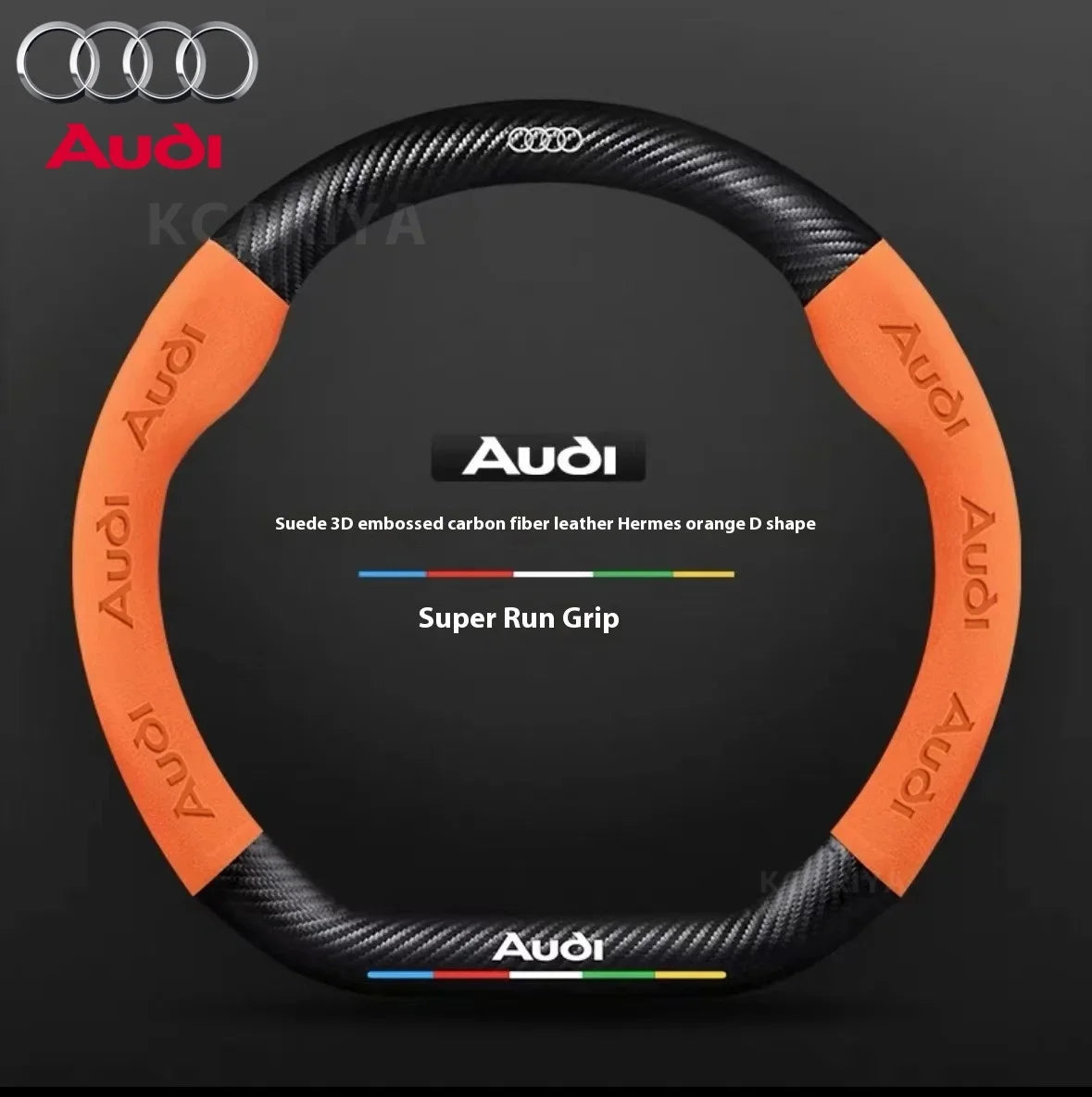 Car AntiSlip Carbon Fiber Leather Steering Wheel Cover For Audi A3 A4 A5 A6 A7 A8 Q1 Q2 Q3 Q5 Q7 Q8 S3 S4 S5 S6 RS3 RS4 RS5 TT