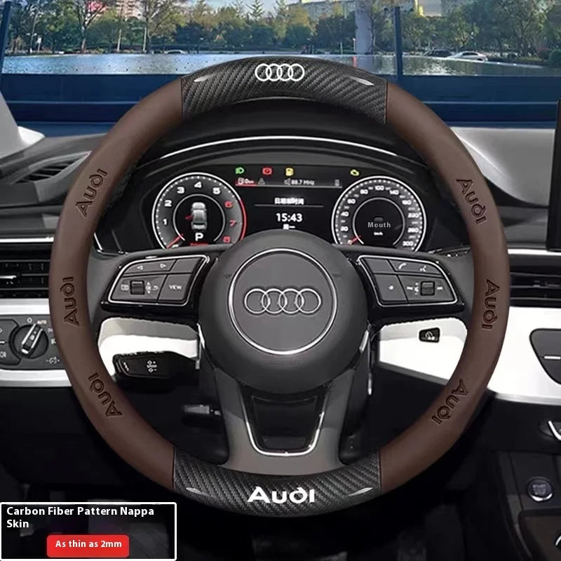 Car AntiSlip Carbon Fiber Leather Steering Wheel Cover For Audi A3 A4 A5 A6 A7 A8 Q1 Q2 Q3 Q5 Q7 Q8 S3 S4 S5 S6 RS3 RS4 RS5 TT