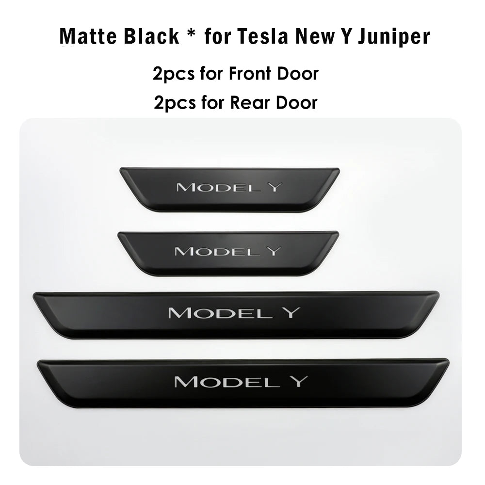 New Wireless LED Illuminated Pedal Magnet Car 4x Door Sills Protector Model 3 Y Door Edge Protectors For Tesla New Y Juniper