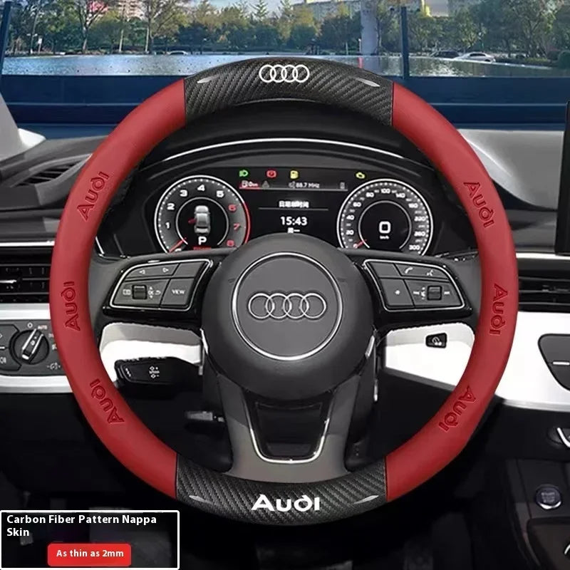 Car AntiSlip Carbon Fiber Leather Steering Wheel Cover For Audi A3 A4 A5 A6 A7 A8 Q1 Q2 Q3 Q5 Q7 Q8 S3 S4 S5 S6 RS3 RS4 RS5 TT