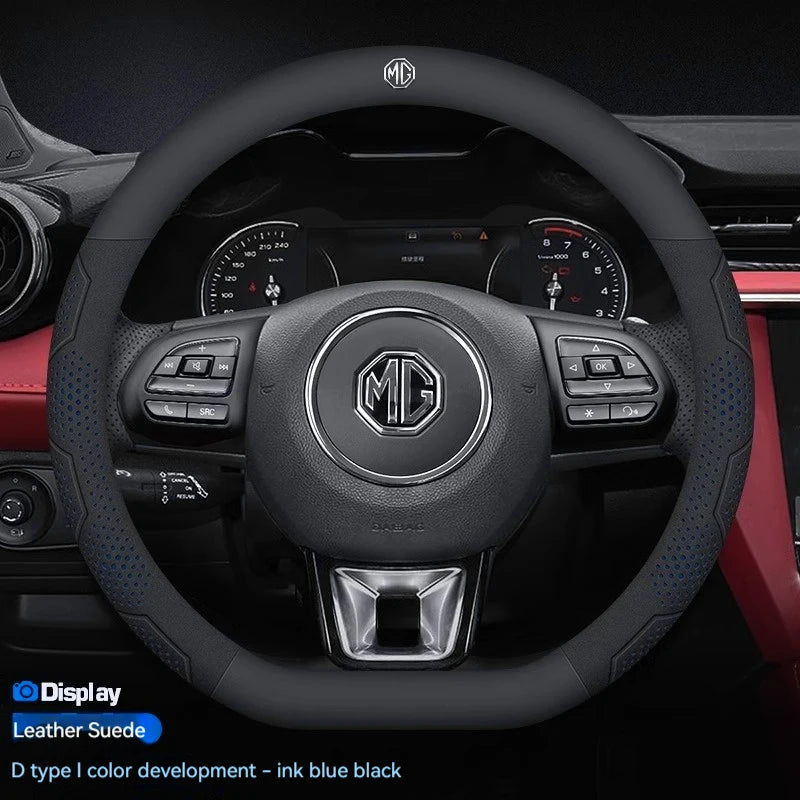 For MG ZS E-HS EV MG3 MG5 MG6 Trophy MG7 EZS 3SW Cyberster Carbon fiber Leather Anti-slip Car Steering Wheel Cover Accessories