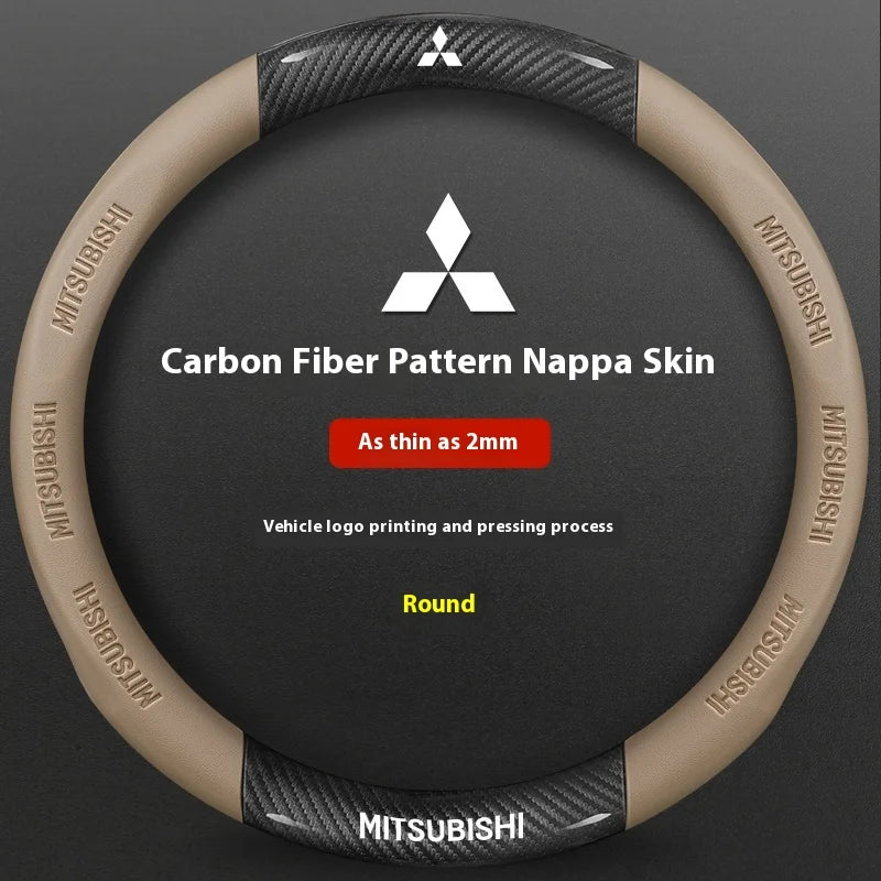 Car Carbon Fiber Leather Steering Wheel Cover For Mitsubishi RALLIART ASX Colt Eclipse Galant LANCER EX OUTLANDER Pajero Triton